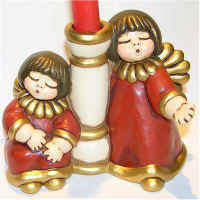 Double Angels Candleholder - red