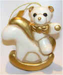 Teddy on Horse - white/gold